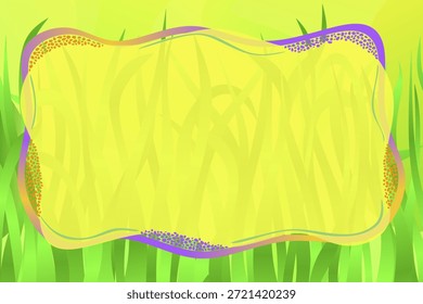 Marco en blanco sobre hierba verde. Fondo abstracto de la Naturaleza. Ilustración vectorial.