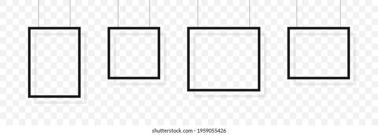 Blank Frame Poster. Four Mockup empty paper blank. Mock up Posters with shadow, isolated. Vector illustration