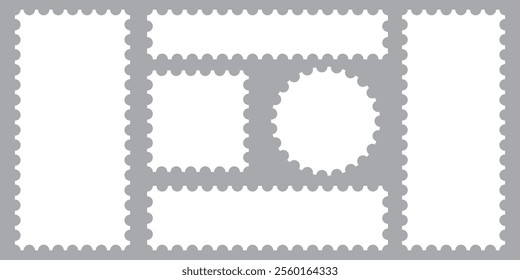 Blank frames of postage stamps. Vector illustration includes a post stamp. 