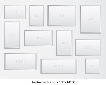 Blank Frames Representing The Most Common Aspect Ratio Of Displays Screens