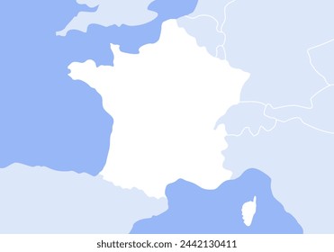 Blank France map 2024. Flat vector graphic