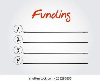 Blank Funding list, vector concept background