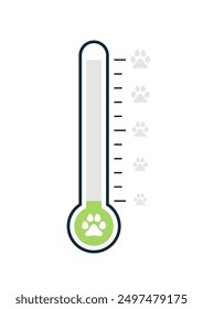 Blank fundraising thermometer with dog paw template icon. Clipart image isolated on white background