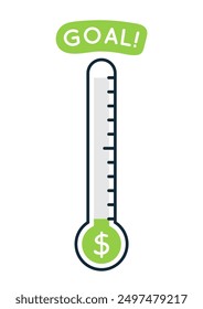 Blank fundraising thermometer template icon. Clipart image isolated on white background