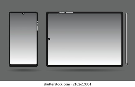 vector de dispositivo de gadget en blanco, ilustración de tablet para teléfono móvil