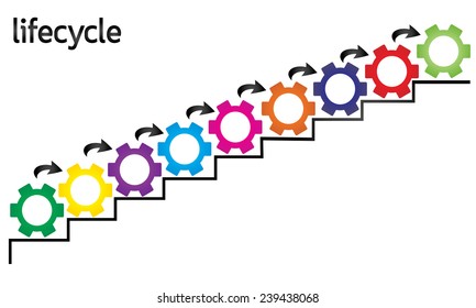 blank gear on stair : 9 step : business concept on white background vector