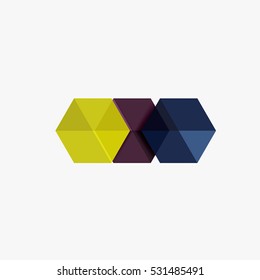Blank geometric abstract business templates, hexagon layouts. Elements of business brochure, flyer or web design navigation layout