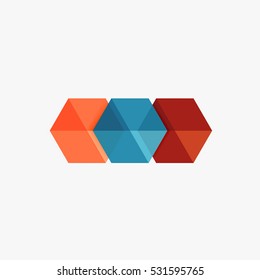 Blank geometric abstract business templates, hexagon layouts. Elements of business brochure, flyer or web design navigation layout