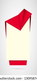 Blank geometric style label ready for your text / red wrapped blank label