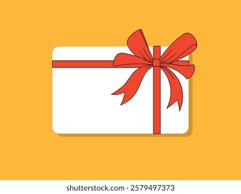 Blank Gift Card and Gift Certificate with Red Ribbon, sale card, party gift template