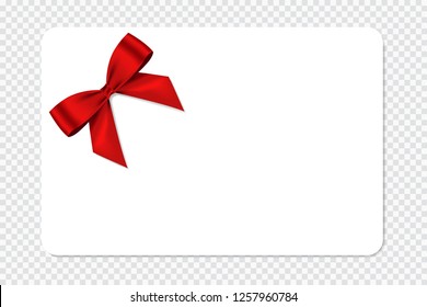 Blank Gift Card Red Bow Realistic Stock Vector Royalty Free