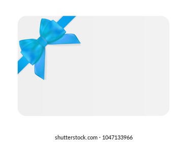 Blank Gift Card Template with Blue Bow and Ribbon. Vector Illustration for Your Business EPS10