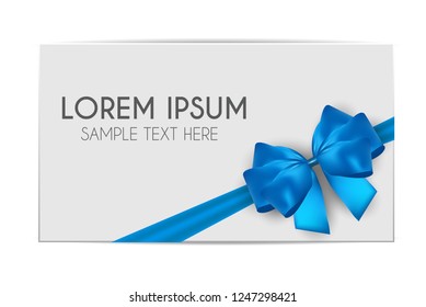 Blank Gift Card Template Blue Bow Stock Vector (Royalty Free