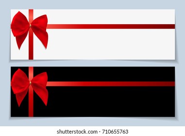 Blank Gift Card Template with Bow and Ribbon. Vector Illustration for Your Business EPS10