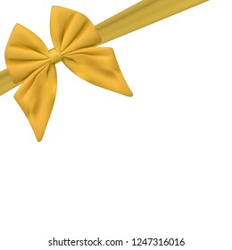 Blank Gift Card Template with Gold Bow and Ribbon. Vector Illustration for Your Business EPS10