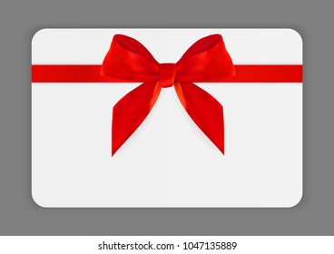 Blank Gift Card Template with Red Bow and Ribbon. Vector Illustration for Your Business EPS10