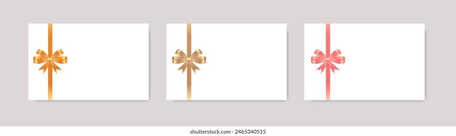 Blank gift card templates with bow. Vector.