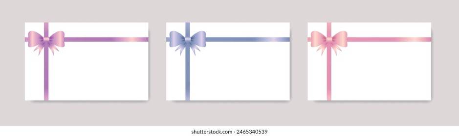 Blank gift card templates with bow. Vector.
