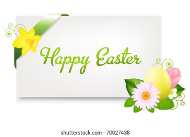 Blank Gift Tag With Egg, Isolated On White Background, Vector Illustration