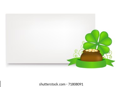 Blank Gift Tag On Theme St.Patrick's Day, Isolated On White Background, Vector Illustration