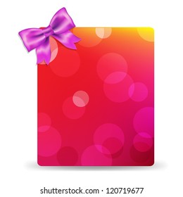 Blank Gift Tag With Pink Bow, Isolated On White Background With Gradient Mesh, Vector Illustration