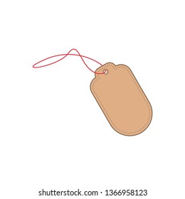 Blank gift tag from recycling paper isolated on white background. Vector illustration.