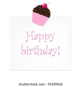 Blank Gift Tag With Sticker Cake With, Isolated On White Background, Vector Illustration