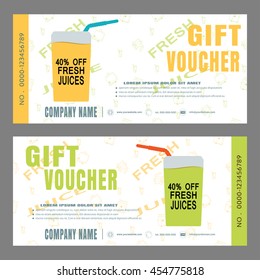 Blank of gift voucher vector illustration to increase the sales of fresh juices in a fresh juice bar.