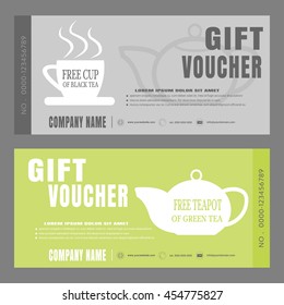 Blank of gift voucher vector illustration to increase the sales of tea in a bar and cafe.