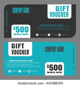 Blank of gift voucher vector illustration to increase sales on dark and turquoise background.