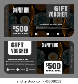 Blank of gift voucher vector illustration to increase sales on dark background.