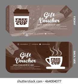 Blank gift voucher vector illustration to increase the sales of coffee with background.