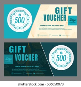 Blank of gift voucher vector illustration to increase sales with light turquoise and dark turquoise background.