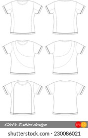 blank girl's t- shirt design Vector template