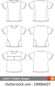 blank girl's t- shirt design Vector template