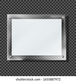 Blank glass board vector isolated office panel poster concept illustration on transparent background
