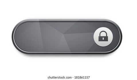 the blank glossy grey button with lock pictogram / the access button / the button