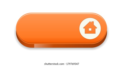 the blank glossy orange button with house icon / the glossy homepage button / the button