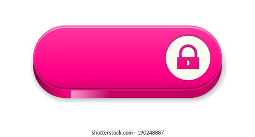 the blank glossy pink button with lock pictogram / the access oval button / the button