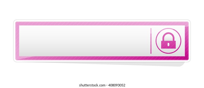 the blank glossy pink button with lock pictogram / the access button / the button