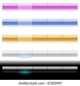 Blank glänzende Plastikmenüleisten in verschiedenen Farben. EPS10-Datei.