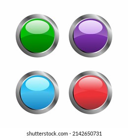 Blank Glossy Round 3D Button Set. Collection. Vector Stock Vector Image and Art 