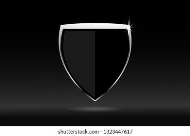 Blank glossy shield isolated on background with place for your design and branding. Vector