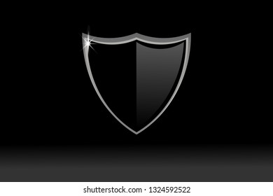 Blank glossy shield isolated on background with place for your design and branding. Vector