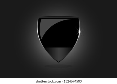 Blank glossy shield isolated on background with place for your design and branding. Vector