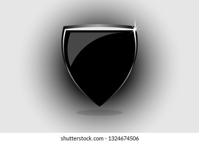 Blank glossy shield isolated on background with place for your design and branding. Vector
