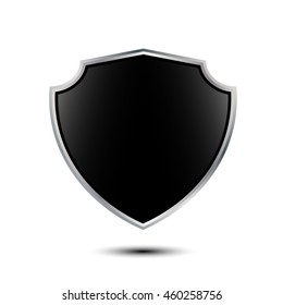 Blank glossy shield isolated on white background with place for your design and branding. Vector
