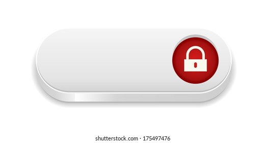 the blank glossy silver button with lock pictogram / the access button / the button