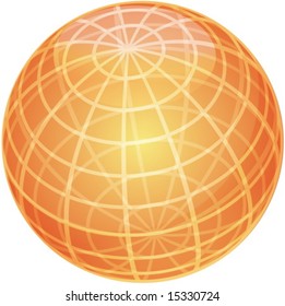 Esfera brillante en blanco con un patrón de cuadrícula 3d