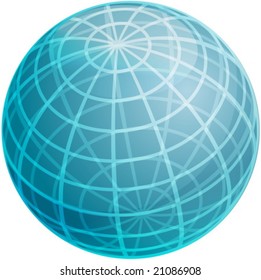 Blank glossy sphere with 3d grid pattern